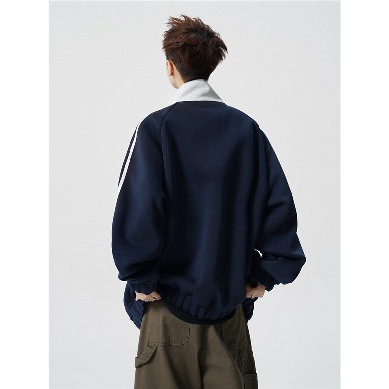 WY10190-特P60420g重磅-高品质-条纹设计感大码保暖卫衣外套男,男装棉衣,电商A059