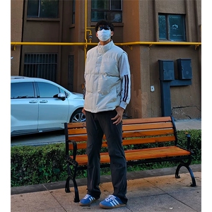 现货5W件冬季三防硬挺boxy短款立领棉衣马夹外套加厚马甲保暖棉服