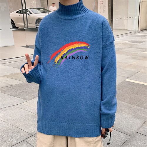M18064-P45 加绒款-P65半高领毛衣男士大码针织衫男毛线衣男图片