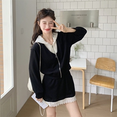 【新款】法式复古蕾丝拼接黑色套装裙088-9835P195K318，女装套装/套裙，2C088