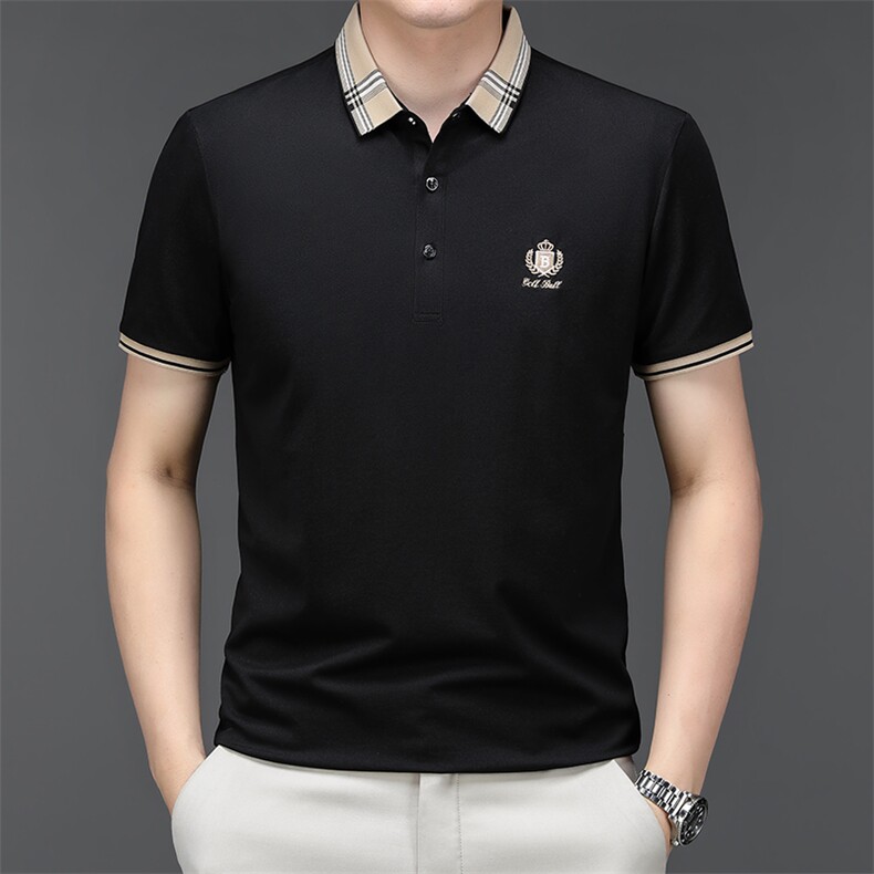 男夏季免烫短袖t恤男高级感商务polo衫休闲半袖体恤HMQ355-P58,男装Polo衫,星座1105-3