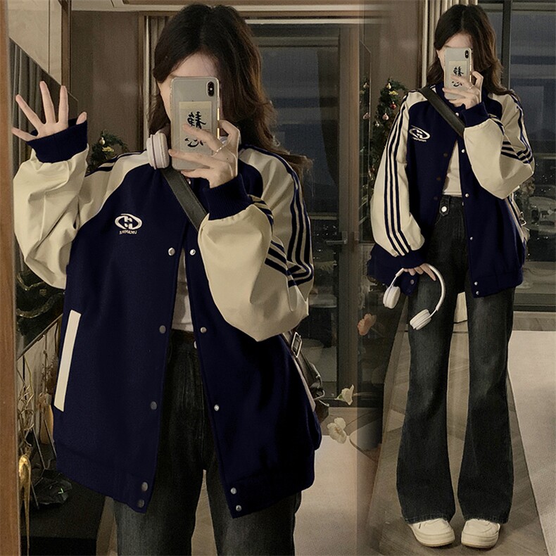 美式复古棒球服短外套春季新款潮拼接夹克上衣C775-98,男装夹克,星座911-2(原星座613-2）