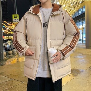 港风潮牌新款织拼色连帽服潮流保暖棉衣M086-P110控159图片