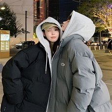 情侣装假两件加厚棉衣大码中性连帽棉服棉袄A071-Y00-P125，男装棉衣，电商A071