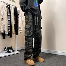 美式潮牌hiphop迷彩工装裤男款高街vibe宽松直筒百搭阔腿休闲裤子，男装牛仔裤，星座410-6（原星座1304-1）