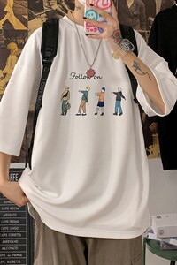 Q11043-P30 春夏季七分袖t恤男大码五分袖男短袖中袖图片