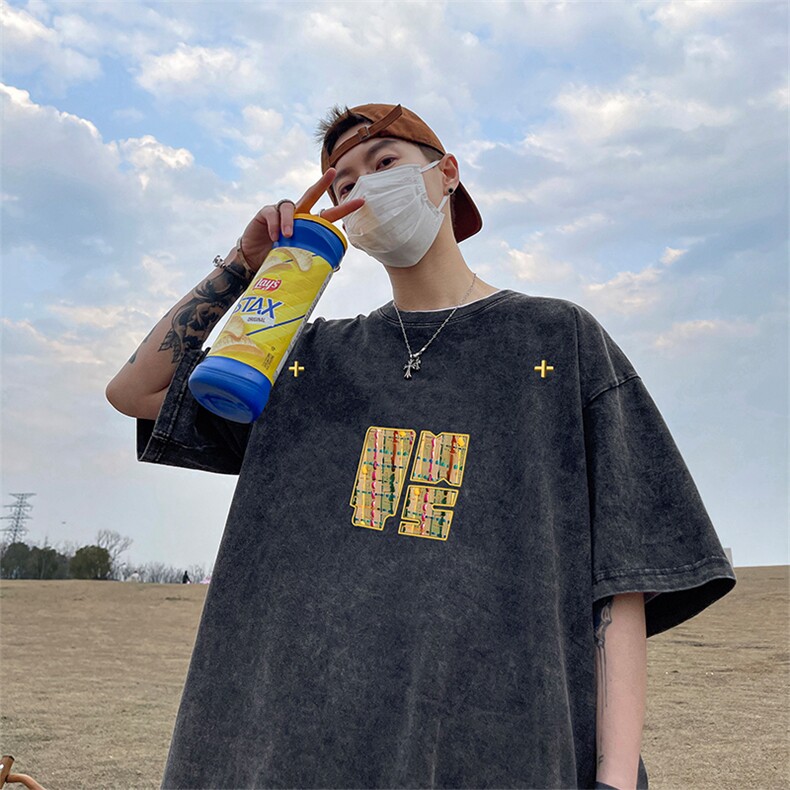 量大优可供抖音视频支持得物品质配合二开美式水洗短袖t恤SX92,男装T恤,电商A486
