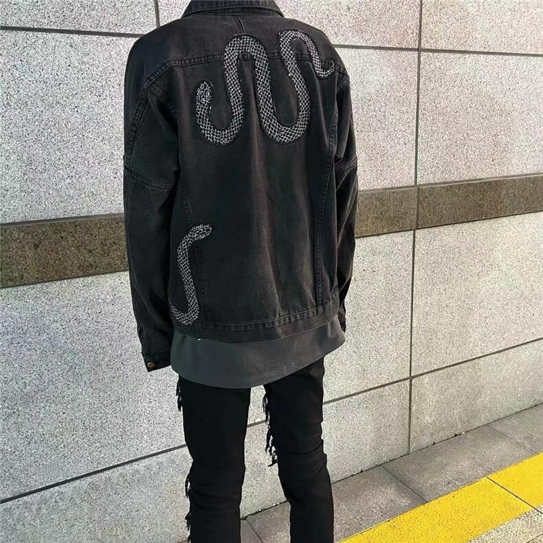高级感夹克男士韩版潮牌显瘦新款精神小伙痞帅炸街牛仔外套,男装工装外套,星座506A