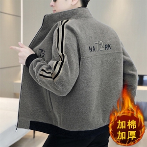 冬季新款男士商务休闲立领加棉加厚毛呢大衣短款夹克外套A76P140图片