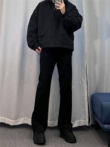 cleanfit弹力纯色修身直筒牛仔裤修身窄版直筒裤显瘦 加绒65图片