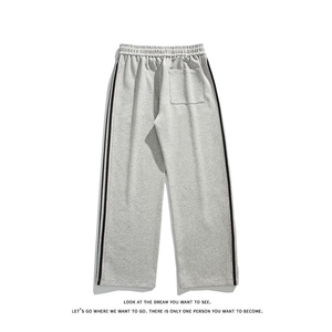 拼接条纹休闲裤男宽松直筒抽绳运动裤百搭长裤K8540-特价P38图片