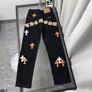 美式街头风设计感刺绣牛仔裤女新款高腰休闲宽松直筒裤Z6045P44