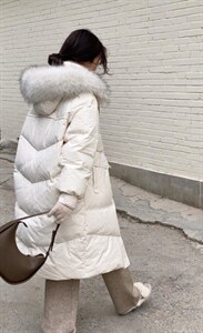 韩版大毛领羽绒服图片