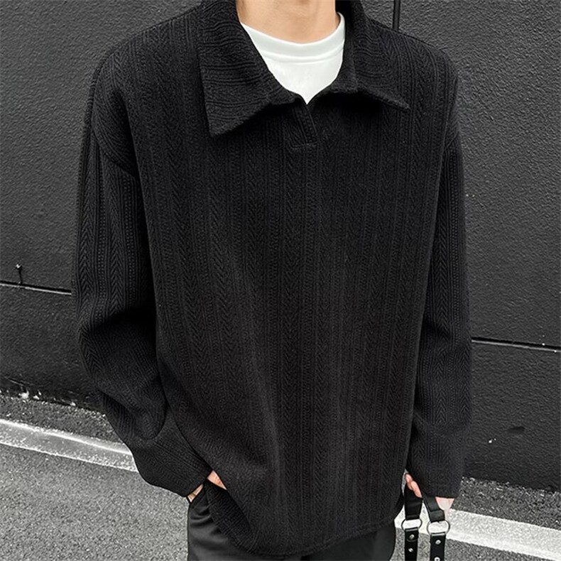 JT554-P49日系cityboy华夫格polo衫男高级感宽松翻领t恤小香风，男装Polo衫，电商B323A