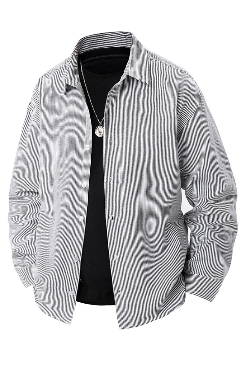 2025春夏新款男士条纹日系学生宽松衬衫港风长袖衬衣,男装衬衫,星座1206-1（原A206-1）