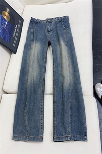 B221美式ins高街暗黑宽松直筒弯刀牛仔裤 LK25597-特P38控78图片