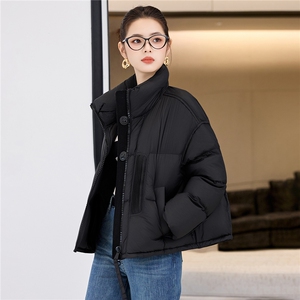 韩版立领新款时尚羽绒服女短款通勤百搭白鸭绒面包服冬季外套女图片