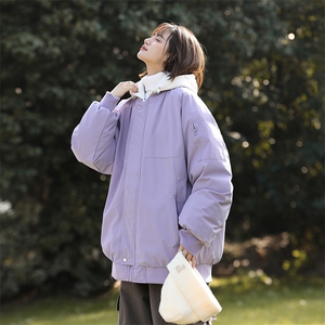 美式假两件棉服外套男2026秋冬校园风宽松棉衣夹克 A436-2583-P95图片