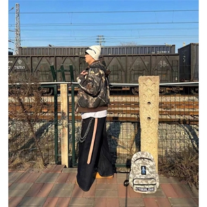 1506/QJ640/P153美式连帽牛仔棉服男女复古加绒加厚夹克外套潮图片