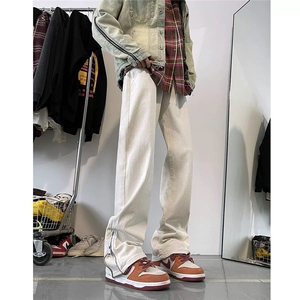 欧美vibe风裤子高街潮侧边拉链牛仔裤男小众修身微喇裤NG912-P39图片