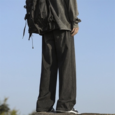 2024秋季新款日系复古重磅水洗做旧阔腿抽绳牛仔裤男ZK3766-P58，男装牛仔裤，星座313A(原308A-2)