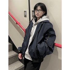 现货秋冬季美拉德立领飞行立领夹克boxy棉衣美式高街加厚加棉外套，男装夹克，电商A443