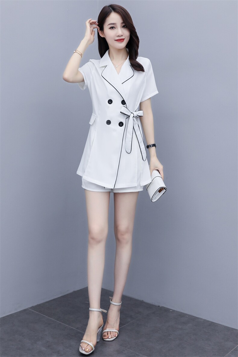 2021夏款新款职业拼接西装小个子气质时尚显瘦两件套装,女装套装/套裙,瑶迪依秀