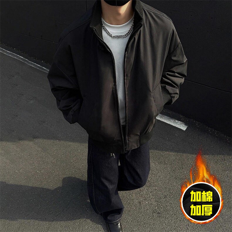 棉衣5W件现货冬季美拉德立领飞行夹克廓形高街棒球服加棉加厚外套，男装夹克，电商A486