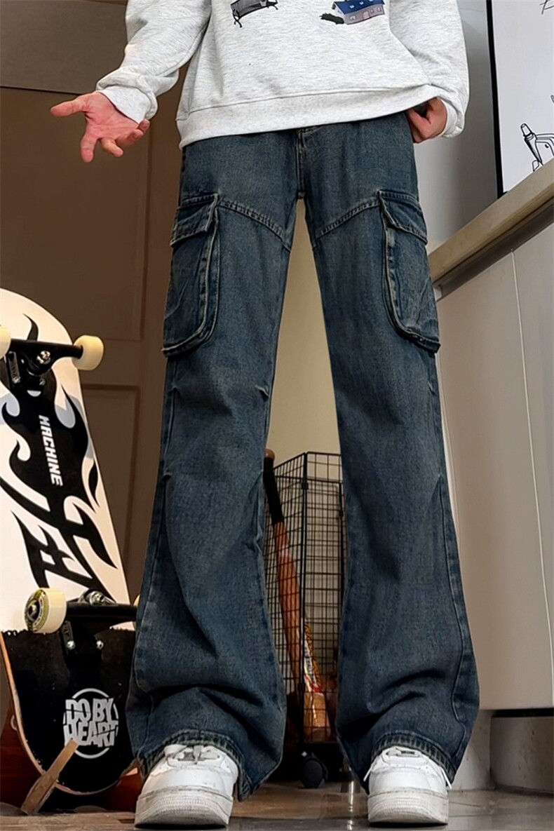 高品质B221美式ins高街暗黑宽松工装牛仔裤LK24341-P70控98,男装牛仔裤,电商B221
