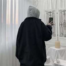 冬季新款假两件加厚情侣夹克衣服设计感连帽工装外套男JK566-P85，男装夹克，星座1008