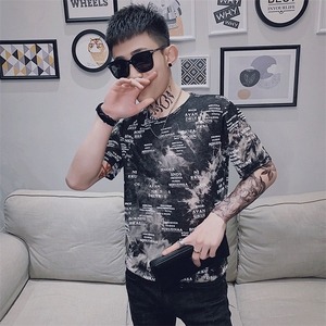 D54/社会风男士夏装的短袖 痞风修身圆领T恤图片