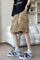 8XL-M特大码冰丝短裤男五分裤褶皱休闲裤工装中裤DK1504P45控68，男装休闲裤，电商D206-1