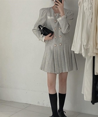 小香风花边连衣裙，女装连衣裙，驿谷