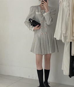 小香风花边连衣裙图片