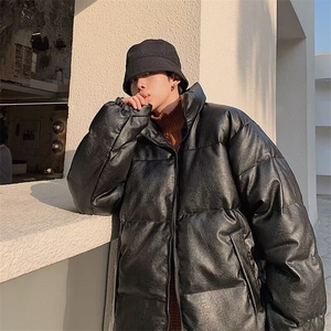 机车风亮面皮衣男男生棉服PU皮棉衣炸街外套面包服 PD14图片
