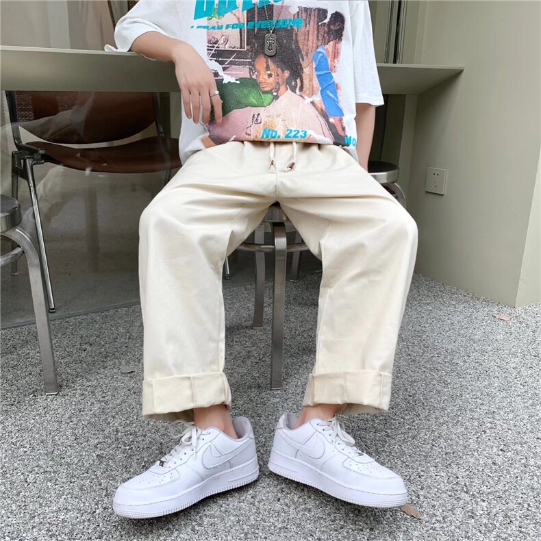 高街小众裤子男春秋款潮牌直筒宽松运动纯棉工装裤RK67P35,男装休闲裤,星座1116-2