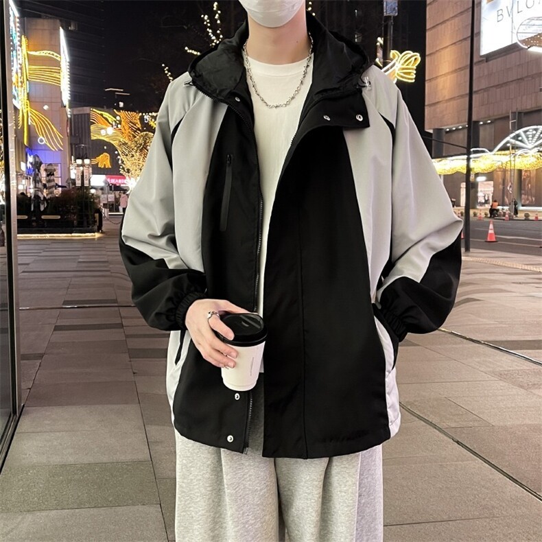 冲锋衣外套男春秋2024新款防风防水夹克男连帽宽松褂子W5638-P62,男装夹克,星座412-2