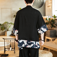 夏季大码风汉服仙气薄款和服防晒衫披风复古道袍潮F10/P65，男装风衣，钱塘713