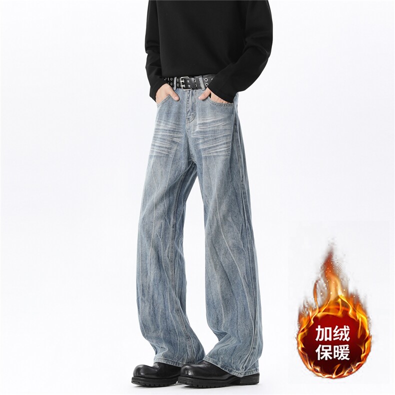 【现货】J960常规P40控78加绒P50控98闪电纹牛仔裤水洗做旧直筒裤，男装牛仔裤，电商B335