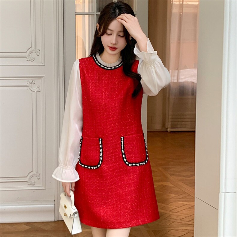2024年春季新款女装时尚修身显瘦气质连衣裙,女装连衣裙,超帛