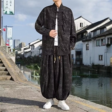风高档男中式立领长袖衬衫风立领刺绣重磅灯芯绒衬衣CS522，男装衬衫，星座208-5
