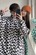 港风两面穿夹克男大码格子PU皮鳄鱼纹皮衣男外套JK8753P110控149，男装夹克，星座226-1