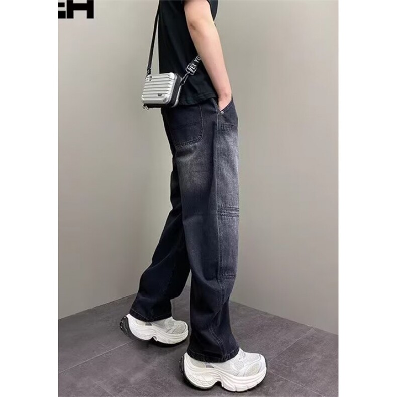 【008】春季拼接牛仔裤水洗裤直筒阔腿裤A079-N832-P51,男装牛仔裤,电商A079