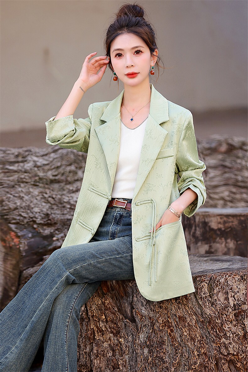 夏女装官方官网新中式轻国风西装外套女2025春秋新款时尚超好,女装西装,歌伊格美
