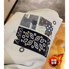 美式高街蓝色刺绣贴布连帽卫衣女秋冬设计感小众潮牌外套，女装短外套，四季星座505