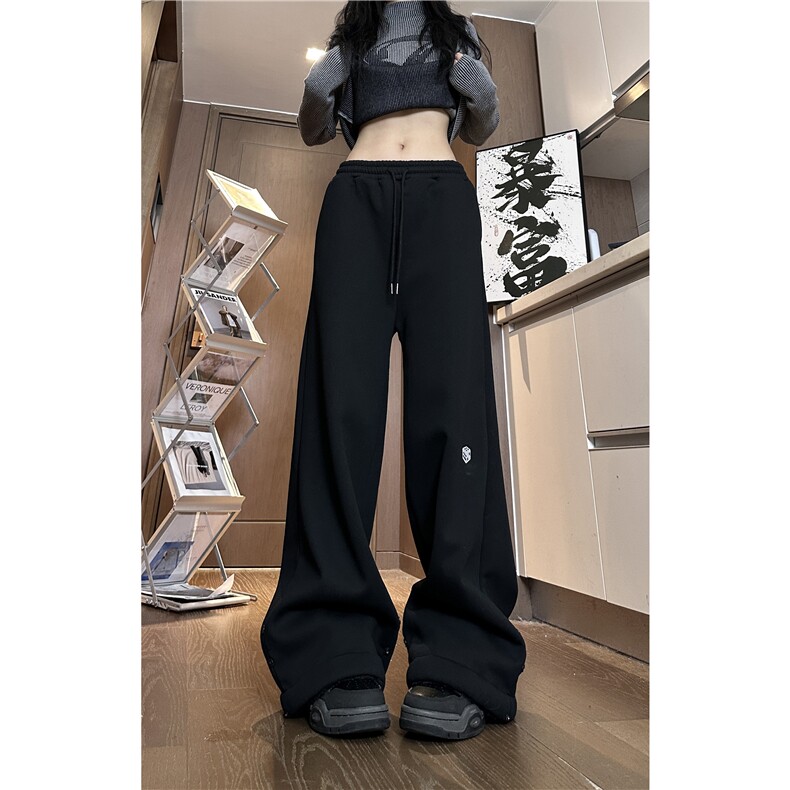 冬季新款加绒保暖潮流骰子刺绣宽松休闲卫裤B315-K873JR-p65控88,男装休闲裤,电商B315