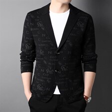 春秋季男士针织开衫春装中年爸爸休闲时尚印花外套2023新款，男装卫衣，电商B212（原钱塘6029）