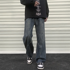 阔腿牛仔裤宽松直筒2026新款美式高街男生裤子春秋工装裤YZ99-P50，男装牛仔裤，星座509