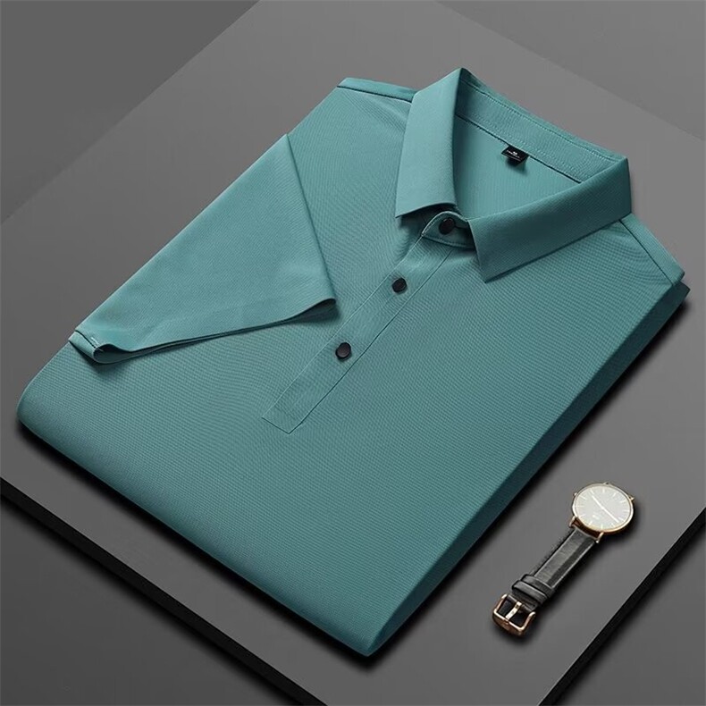 夏款男POLO衫冰丝纯色休闲商务保罗衫T恤大码M-4XLPL1199P40,男装Polo衫,星座1013