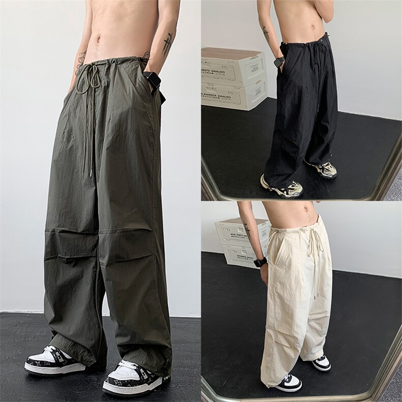 夏季美式高街hiphop工装裤褶皱伞兵裤阔腿裤XZ211-1-K2331-P55图片